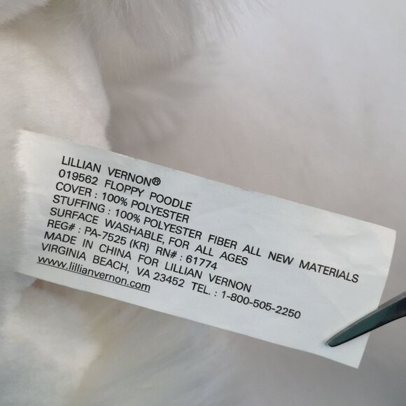 Lillian Vernon White Pink Floppy Poodle Plush 8" Puppy Dog Stuffed Animal Toy - Picture 5 of 6